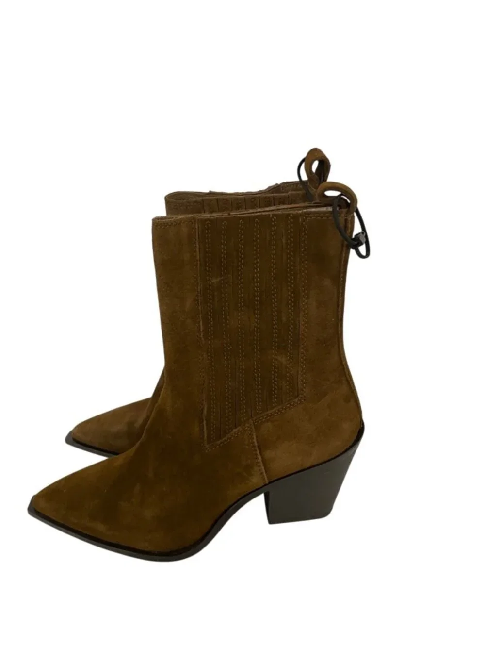 Zara Womens Split Leather Cowboy Ankle Boots EU 39 US 8 Brown 2107/610 NWOB